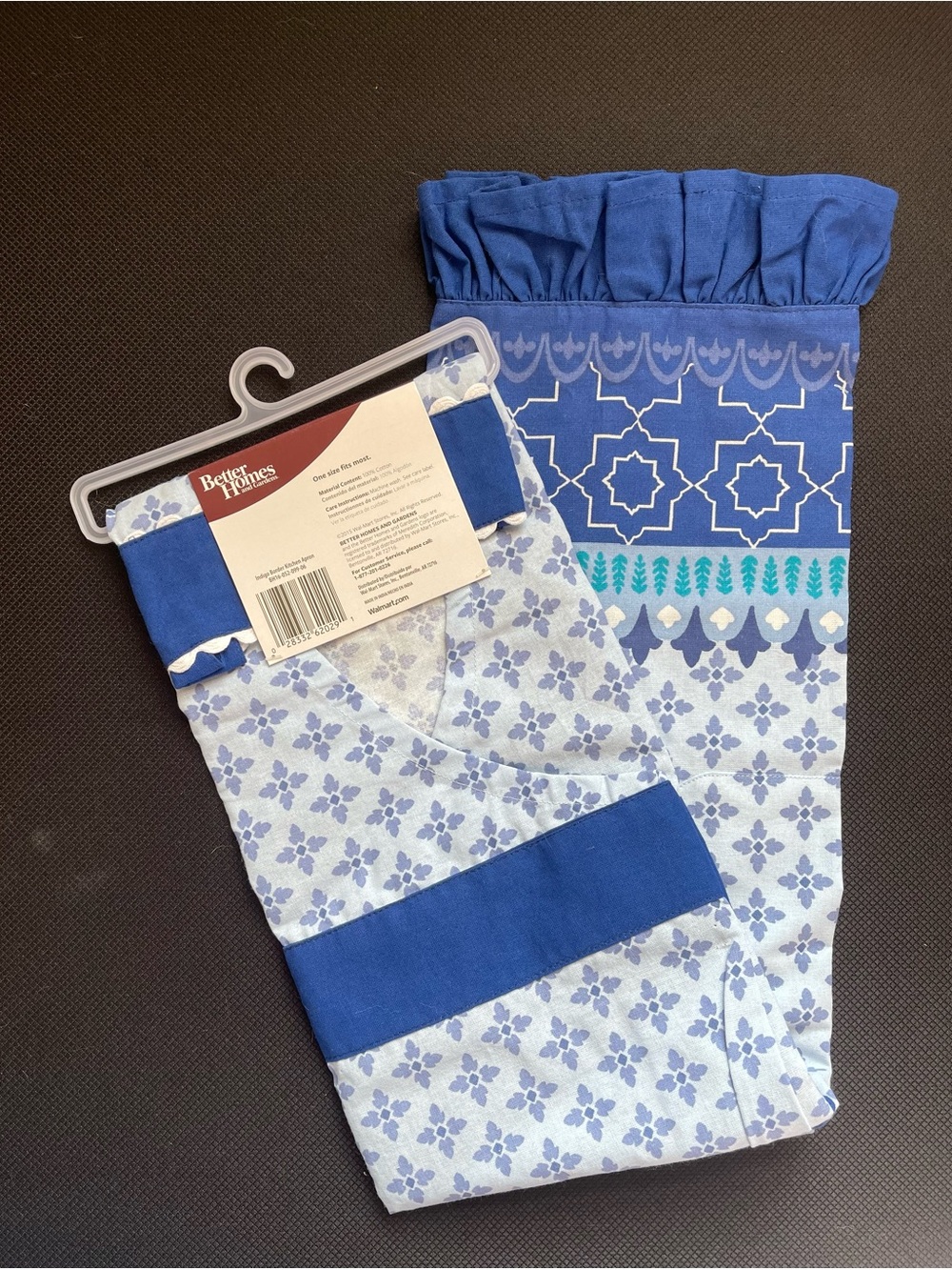 New 3-pack Better Homes And Gardens Indigo kitchen apron Blue cotton NWT
